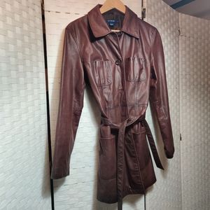 Women's J Crew Brown Leather Coat